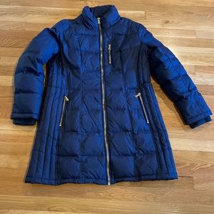 Michael Kors navy 3/4 length down coat jacket size XL